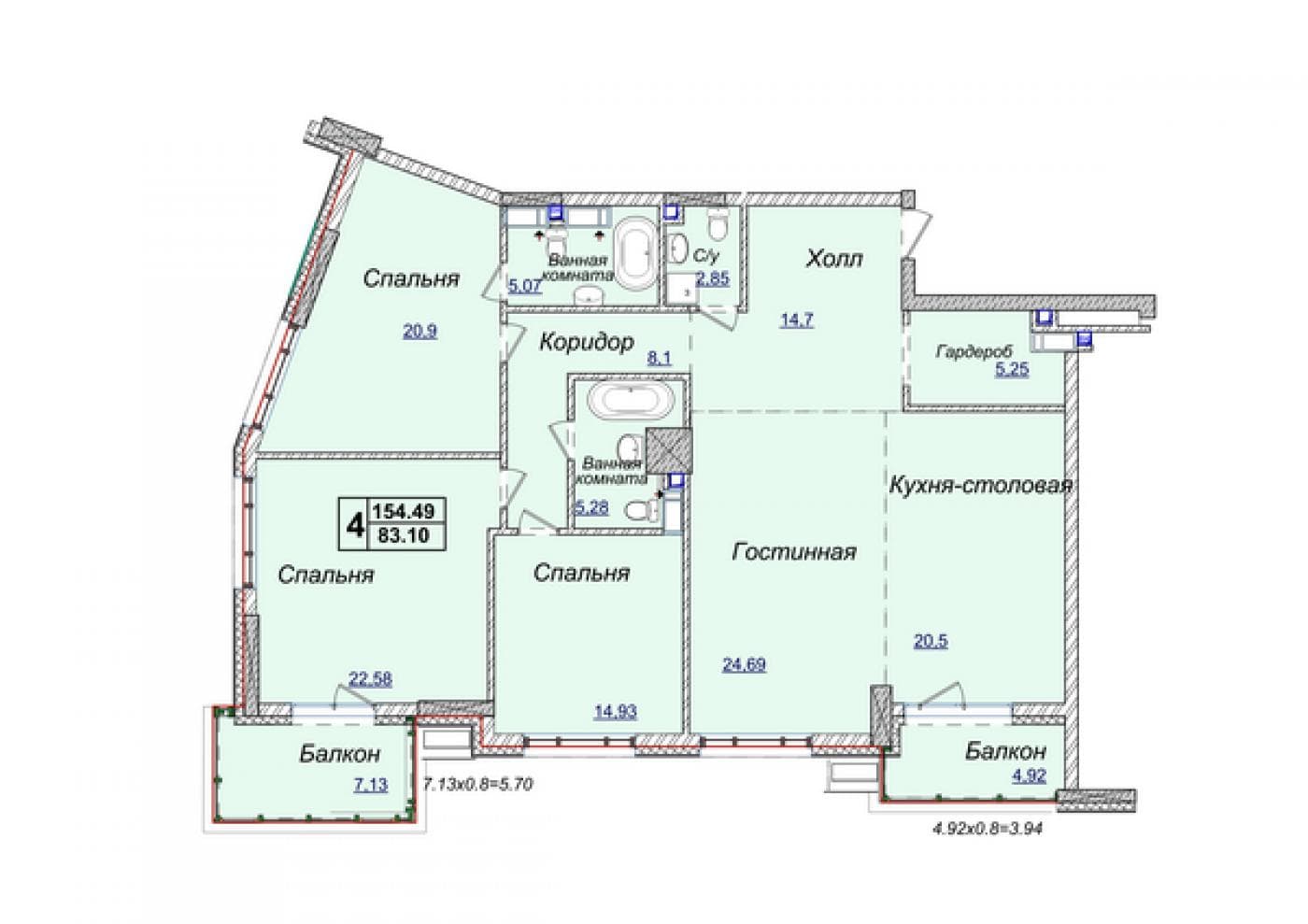 Продаж 4 кімн. квартира, Андрія Верхогляда, ID: 315917349238